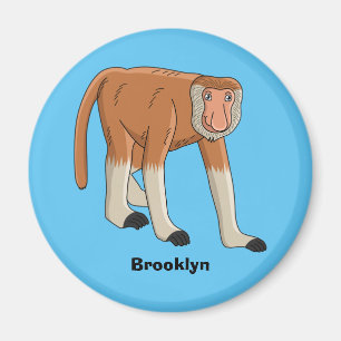 Funny proboscis monkey cartoon illustration magnet