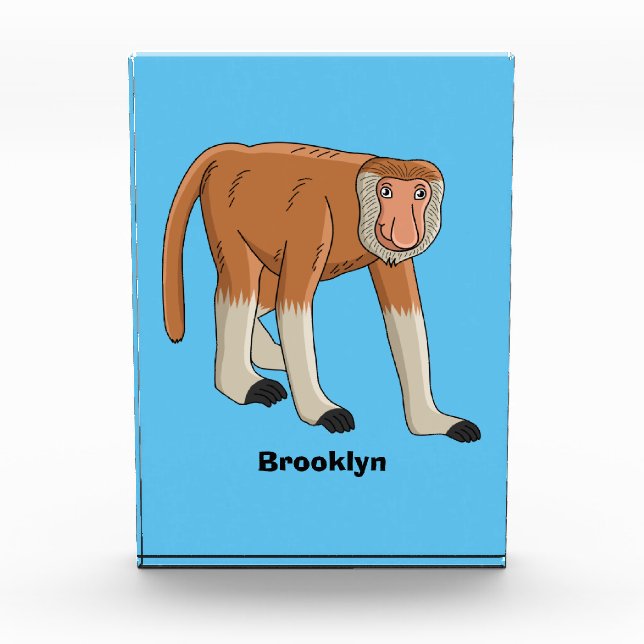 Funny proboscis monkey cartoon illustration photo block (Front)
