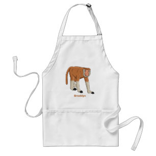 Funny proboscis monkey cartoon illustration standard apron