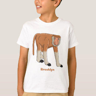 Funny proboscis monkey cartoon illustration T-Shirt