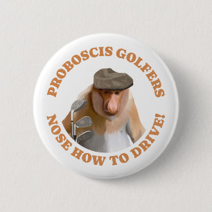 Funny Proboscis Monkey Golf Lovers  6 Cm Round Badge