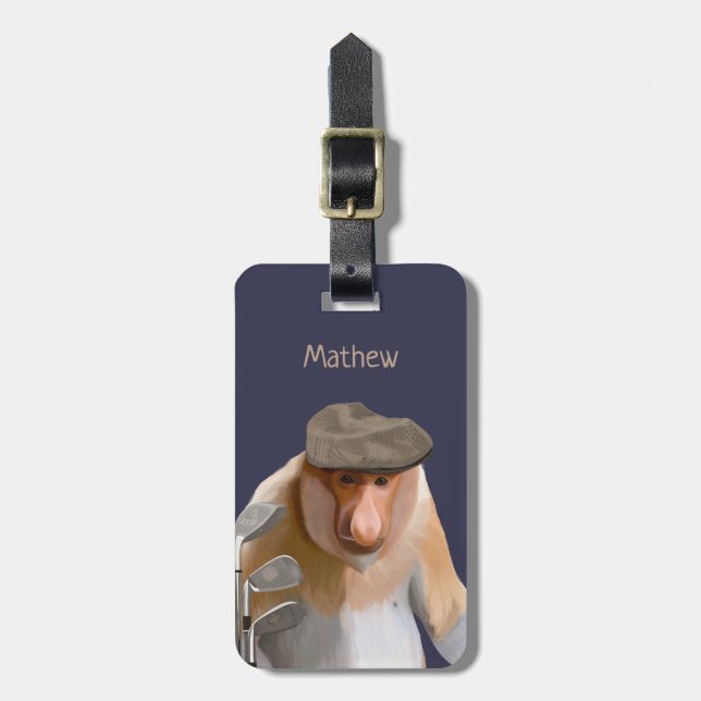 Funny Proboscis Monkey Golf Lovers  Luggage Tag (Front Vertical)