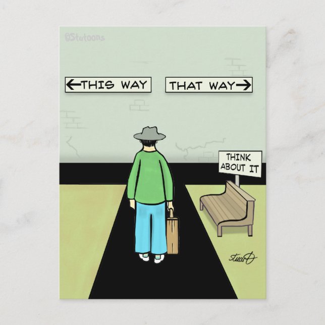 Funny Procrastination Cartoon Postcard (Front)