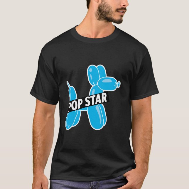 Funny Professional Balloon Twister Blue Pop Star D T-Shirt (Front)