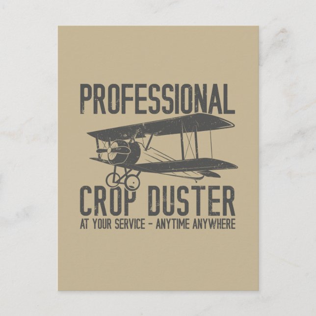 Funny Professional Crop Duster Fart Joke Gift Postcard (Front)