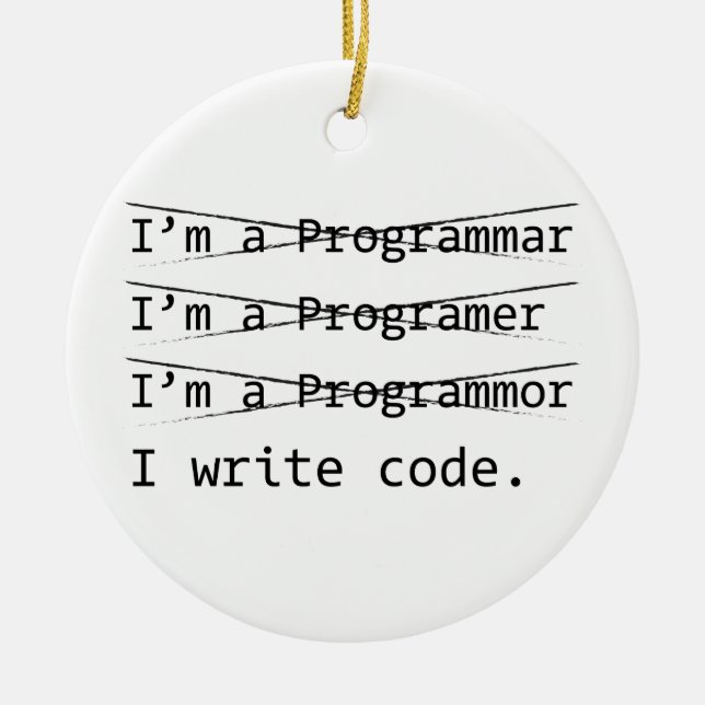 Funny Programmer Ceramic Tree Decoration (Front)