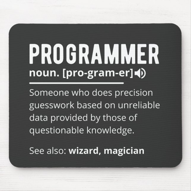 Funny Programmer Code Developer Meaning Definition Mouse Mat (Front)