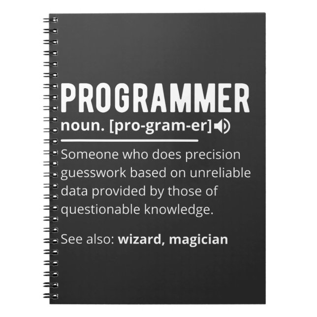 Funny Programmer Code Developer Meaning Definition Notebook (Front)