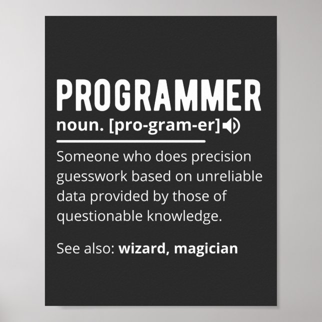 Funny Programmer Code Developer Meaning Definition Poster (Front)