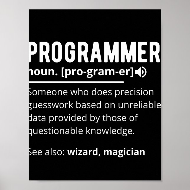 Funny Programmer Code Developer Meaning Definition Poster (Front)