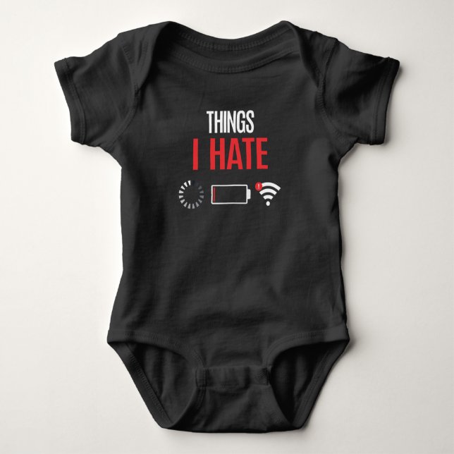 Funny Programmer Gamer No Wifi Connection Battery Baby Bodysuit (Front)