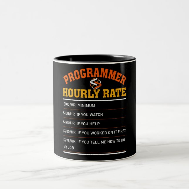 Funny Programmer Hourly Rate  Two-Tone Coffee Mug (Center)