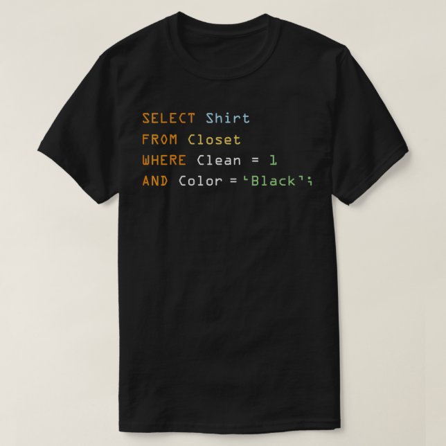 Funny Programming Code Computer Programmer SQL Dat T-Shirt (Design Front)