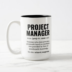 Funny Project Manager Dictionary Definition, Humor Two-Tone Coffee Mug