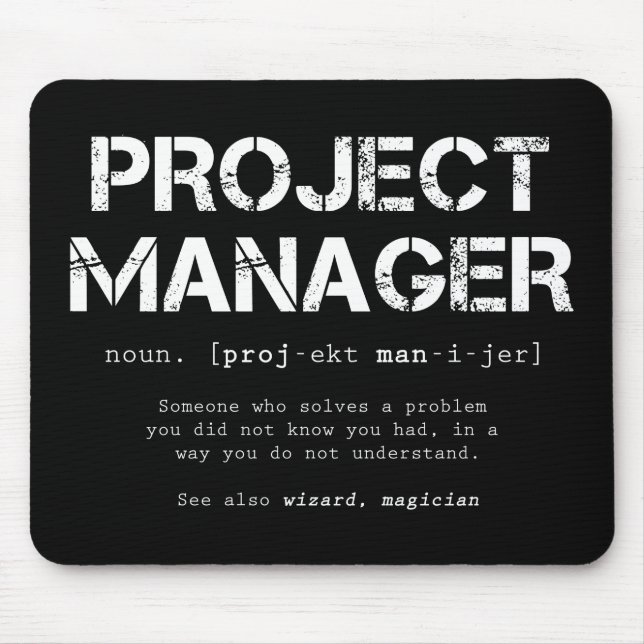 Funny Project Manager Dictionary Definition Mouse Mat (Front)