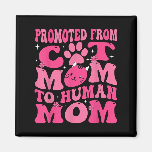 Funny Promoted New Born Promoted From Cat Mom To H Magnet (Front)