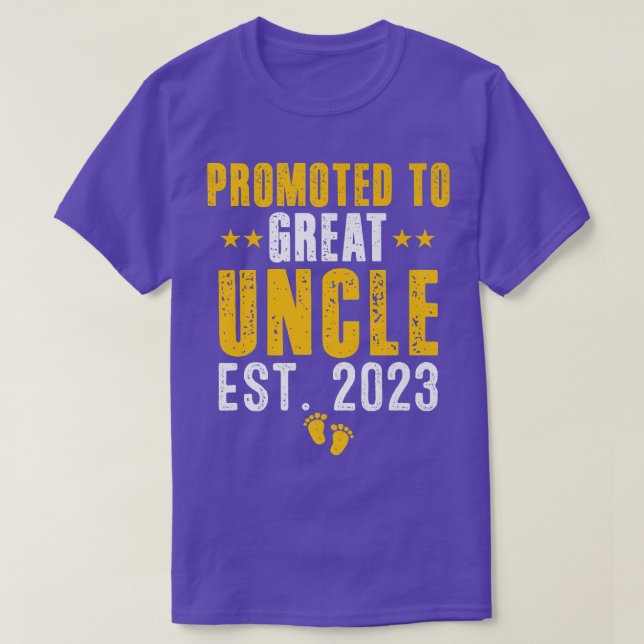 Funny Promoted To Great Uncle Est 2023 Soon To Be  T-Shirt (Design Front)