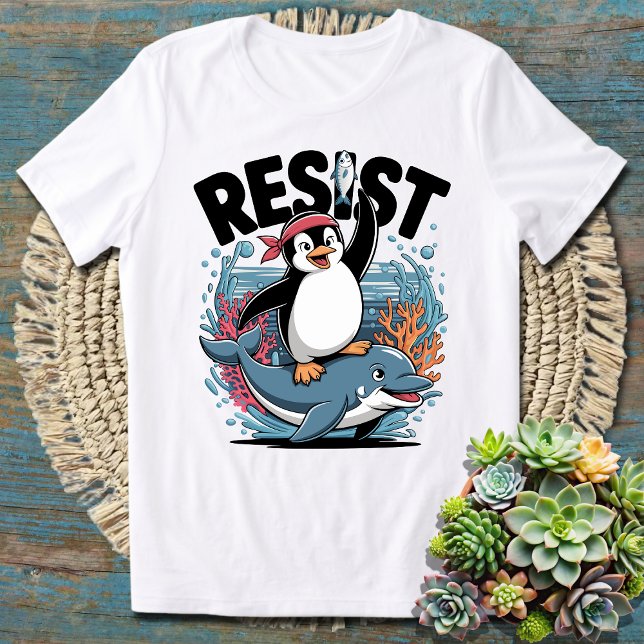 Funny Protest Penguin Art Resist Penguin Activism  T-Shirt (Creator Uploaded)