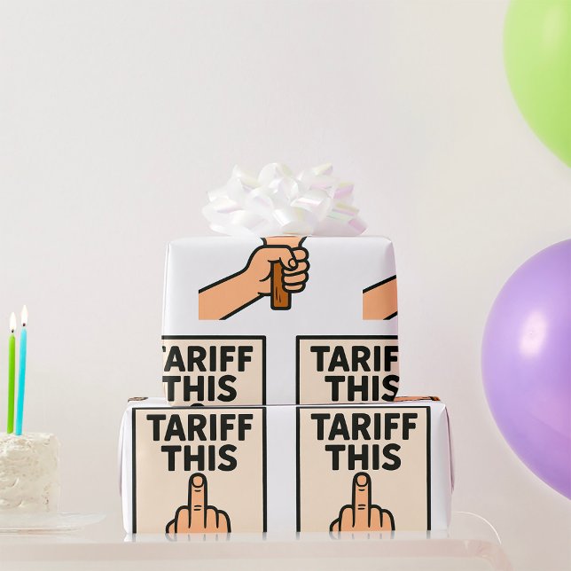 Funny Protest Sign Tariff This Middle Finger  Wrapping Paper (Creator Uploaded)