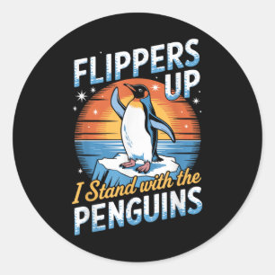 Funny Protest Tariff Penguins Protest Against Tari Classic Round Sticker