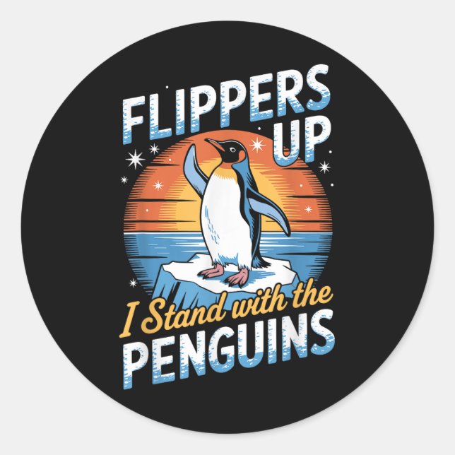 Funny Protest Tariff Penguins Protest Against Tari Classic Round Sticker (Front)