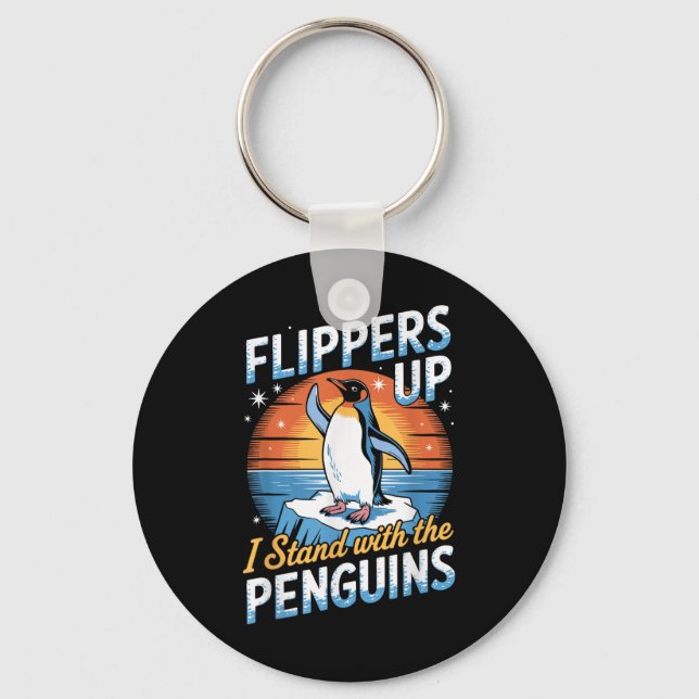 Funny Protest Tariff Penguins Protest Against Tari Key Ring (Front)
