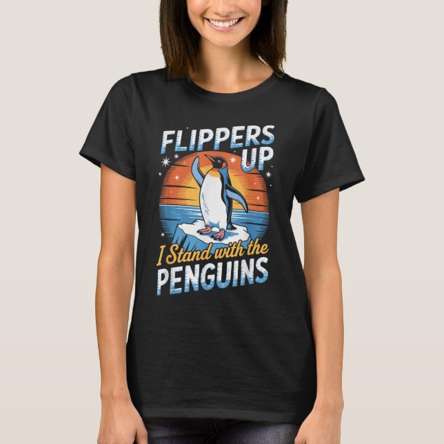 Funny Protest Tariff Penguins Protest Against Tari T-Shirt (Front)