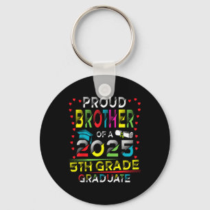 Funny Proud Brother Of A Cl Of 2025 5th Grade Grad Key Ring