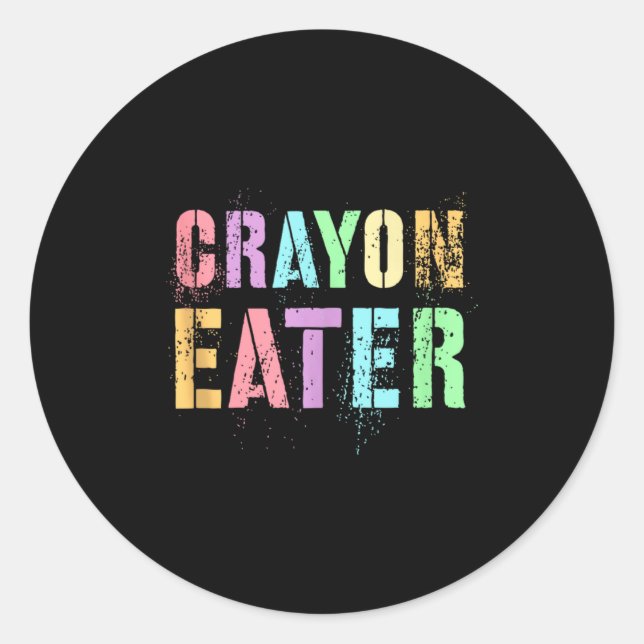 Funny Proud Crayon Eater Military Veteran Dad Offi Classic Round Sticker (Front)
