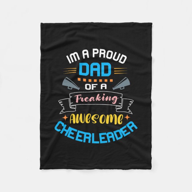 Funny Proud Dad Of A Cheerleader Cheerleading  Fleece Blanket (Front)