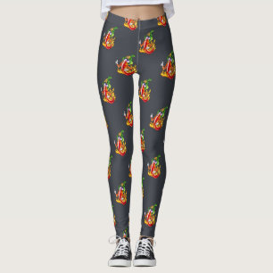 Funny Proud Firefighter Chilli On Fire Gives Thumb Leggings