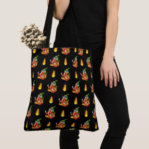 Funny Proud Firefighter Chilli On Fire Gives Thumb Tote Bag