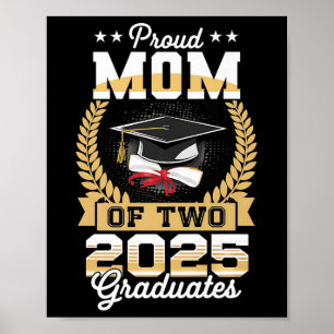 Funny Proud Mum Of A Two 2025 Graduate Twins Gradu Poster