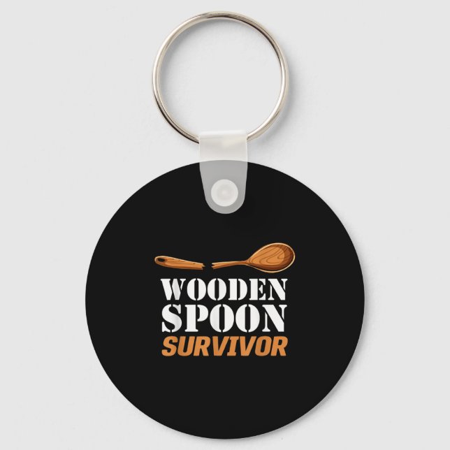 Funny Proud Wooden Son Survivor Men Women Toddler  Key Ring (Front)