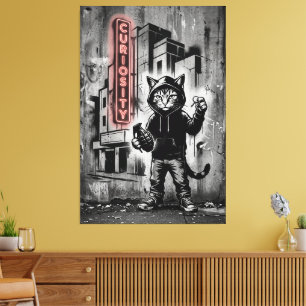 Funny Proverb 'Curiosity Killed The Cat' Canvas Print