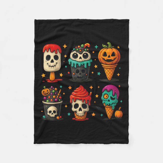 Funny Psicle Summer Horror Halloween Ice Cream Sum Fleece Blanket (Front)