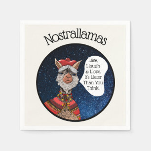 Funny Psychic Reading Llama Nostradamus Halloween Napkin
