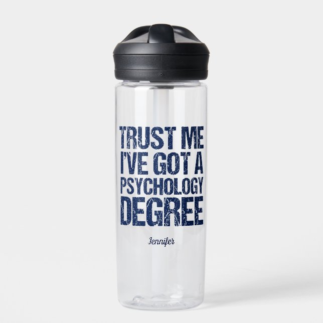 Funny Psychology Graduation Custom Psychologist Water Bottle (Front)
