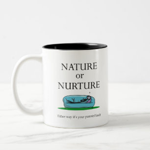 Funny Psychology Nature or Nurture Parent's Fault Two-Tone Coffee Mug