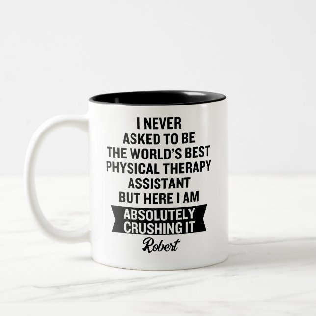Funny PTA Personalised Physical Therapy Assistant Two-Tone Coffee Mug (Left)