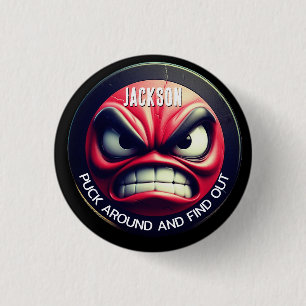Funny Puck Around and Find Out Angry Puck 3 Cm Round Badge