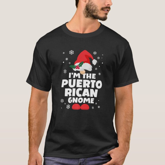 Funny Puerto Rican Gnome Family Matching Group Chr T-Shirt (Front)