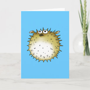 funny puffer fish card