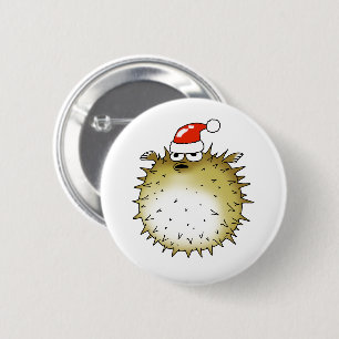 Funny Puffer Fish Christmas 6 Cm Round Badge