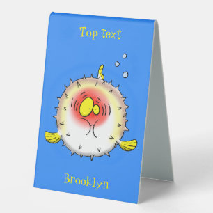 Funny puffer fish porcupine fish cartoon