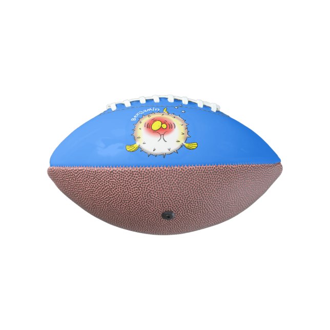 Funny puffer fish porcupine fish cartoon american football (Rotated 270)