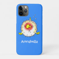 Funny puffer fish porcupine fish cartoon
