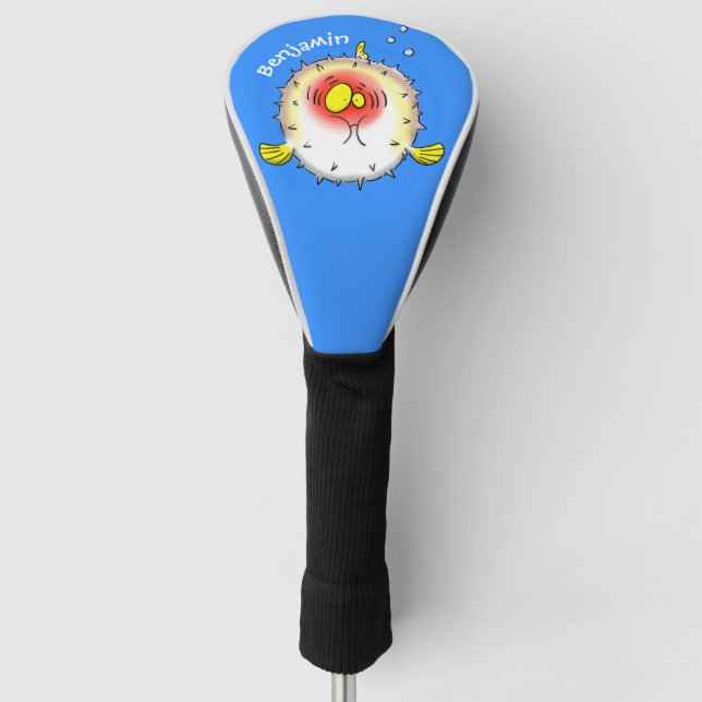 Funny puffer fish porcupine fish cartoon golf head cover (Front)