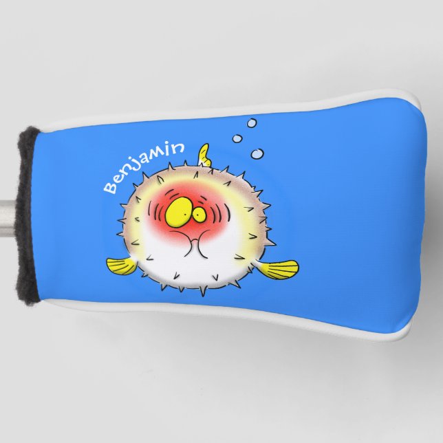 Funny puffer fish porcupine fish cartoon golf head cover (Front)