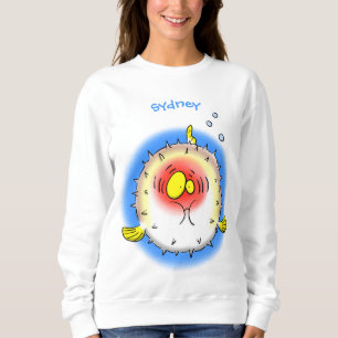 Funny puffer fish porcupine fish cartoon sweatshirt